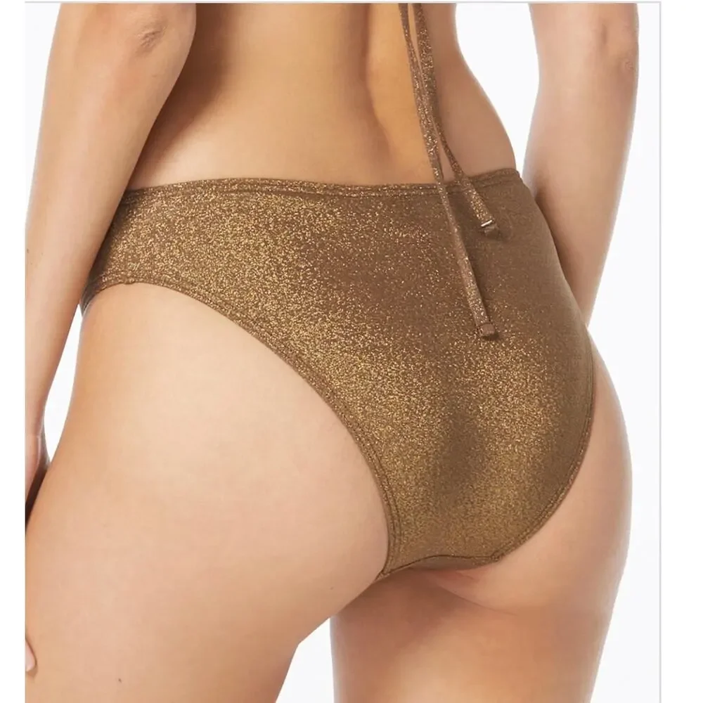 Vince Camuto Bronze Bronzed Goddess High Cut Bikini Swim Bottom L NWT
